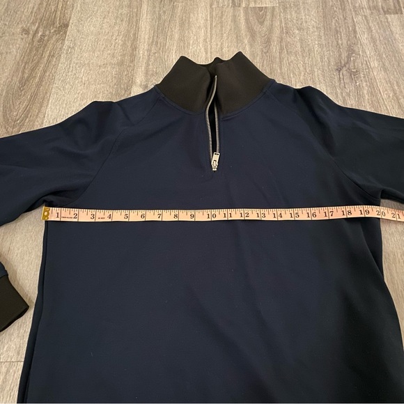 Selected Homme Dark Navy Blue with black trim 3/4 zip sweatshirt - Picture 5 of 9